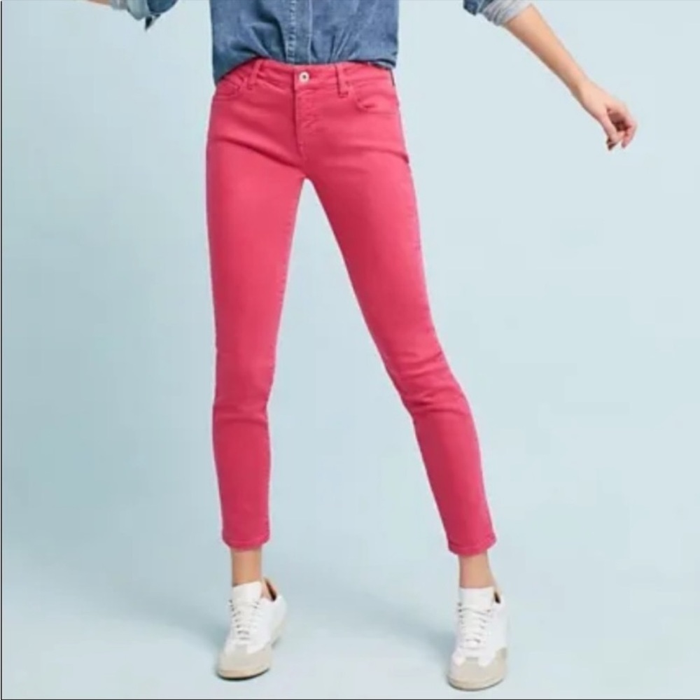 Pilcro//letterpress Anthropologie Pink Patch Jeans Sz 30